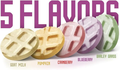 Freeze Dried Chicken Cat & Dog Waffle Treats - Made with Human Grade Chicken Breast & Liver - 5 Natural Flavors - Healthy, Tasty, Dry Food for Indoor Cats, Dogs - Inspected & Tested in USA