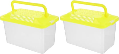 FRCOLOR Portable Plastic Turtle Tank - Transparent Aquarium Carrier Box for Small Pets Ideal for Hamsters Lizards and Fish Easy to Feed and Clean