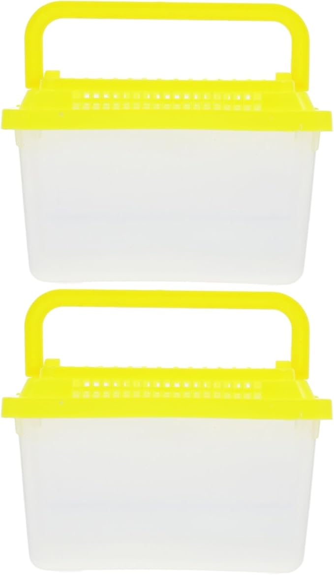 FRCOLOR 2pcs plastic turtle fish tank acrylic reptile cage tortoise habitat Pet Fish Tank Reptile Feeding Tank aquatic turtle tanks and aquariums eamon living habitat mini breeding box