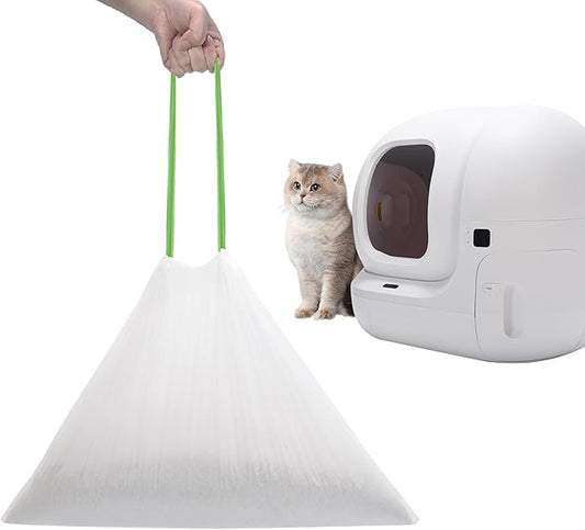 67 Count Cat Litter Bags for Pet Pura MAX Self-Cleaning Litter Box, Drawstring Kitty Liners for Automatic Waste Drawer Bin, Disposable Replacement Poop Trash Bag, Durable Leak-proof - 21 * 15.7 "