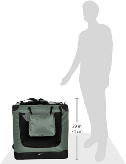 Amazon Basics Folding Portable Soft Pet Dog Crate Carrier Kennel, 36 x 24 x 24 inches, Grey