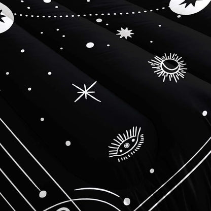 AILONEN Sun and Moon Comforter Set for Teens Boys Kids Girls, Galaxy Astrology Bedding Set Full Size,Bohemian Sun Moon Quilted Duvet,Galaxy Quilt,1 Comforter 2 Pillowcases 3 Piece