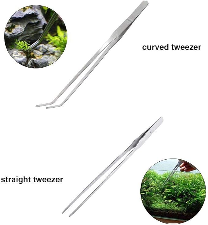 Aquascaping Tools 7 in 1 Kit Aquarium Plant Scissors Tools Set Curved & Waved Scissor Tweezers Spatula Stainless Steel Anti Rust Tools for Fish Tank Cleaning Plant Trimming