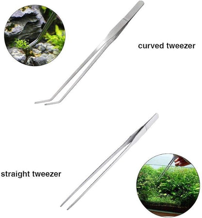 Aquascaping Tools 7 in 1 Kit Aquarium Plant Scissors Tools Set Curved & Waved Scissor Tweezers Spatula Stainless Steel Anti Rust Tools for Fish Tank Cleaning Plant Trimming