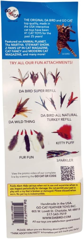 3 Count of Bat Arounds: Fur Ball Cat Toy from Da Bird