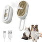 4-in-1 Cat Grooming Steam Brush, Pet Hair Shedding, Massage, Cleaning, Combing (white)