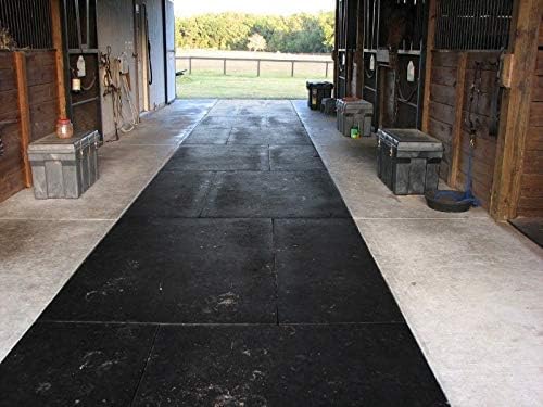 American Floor Mats - Heavy Duty Stall Tiles - Stable/Horse Flooring - Thick, Durable Rubber Solid Black 4 Center Tiles 3/4" Thick Expansion Set