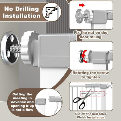 41" Extra Tall Cat Gate for Doorway, 54.5-60.2'' Metal Pet Baby Safe Gate, Extra Wide Pressure Mounted Child Door with Expansion Kit, No Drilling Baby Gate Indoor, No Climb Proof Gate, White