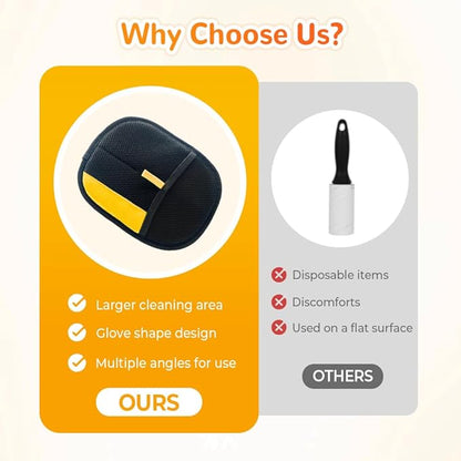 2025 Thickened and Powerful Pet Hair Removal Glove, Pet Grooming Gloves for Cats and Dogs, Washable and Reusable Pet Hair Remover Glove (Yellow)