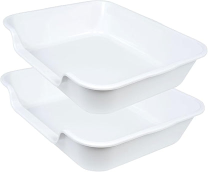 2 Pack of Extra Large Cat Litter Box (ABS Material), Low Entry Senior Litter Pen for Geriatric Kitty Big Cats, Jumbo Pet Safe Litter Boxes Tray for Indoor Pets Potty (White, 24" L x 20" W)
