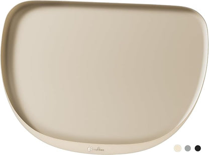 DownyPaws Dog Food Mats for Floors Waterproof, BPA Free Silcone Dog Bowl Mat, Non-Slip Pet Feeding Mat with High Raised Edge, Cat Placemat for Messy Drinkers, 18"×12.5", Almond