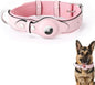 AirTag Dog Collar Soft Leather Webbing Dog Collar for AirTag Provides Double Protection for Small Medium and Large Dogs(Pink,L)