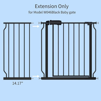 Fairy Baby Safety Gate 14.17 inch Extension for Extra Wide Baby Gate Dog gate Pressure Mounted Walk Through Pet Gate Black
