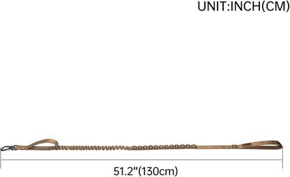 EXCELLENT ELITE SPANKER Tactical Bungee Dog Leash Military Adjustable Dog Leash Quick Release Elastic Leads Rope with 2 Control Handle(Coyote Brown)