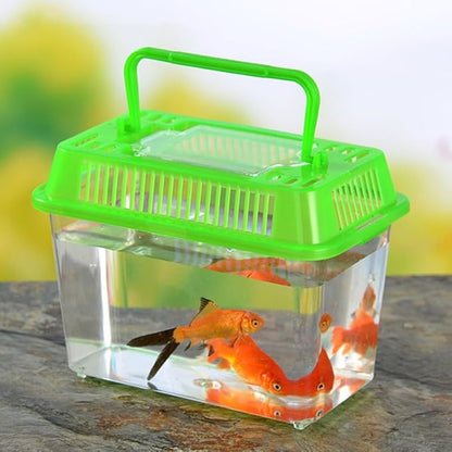 FRCOLOR Portable Plastic Turtle Tank - Transparent Aquarium Carrier Box for Small Pets Ideal for Hamsters Lizards and Fish Easy to Feed and Clean