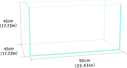 Fzone 48 Gal Rimless Low Iron Fish Tank Nova Clear Ultra-White 45° Mitered Edges Translucent Glass Anata Series Aquarium w/Black Foam Leveling Mat(S90-W45)