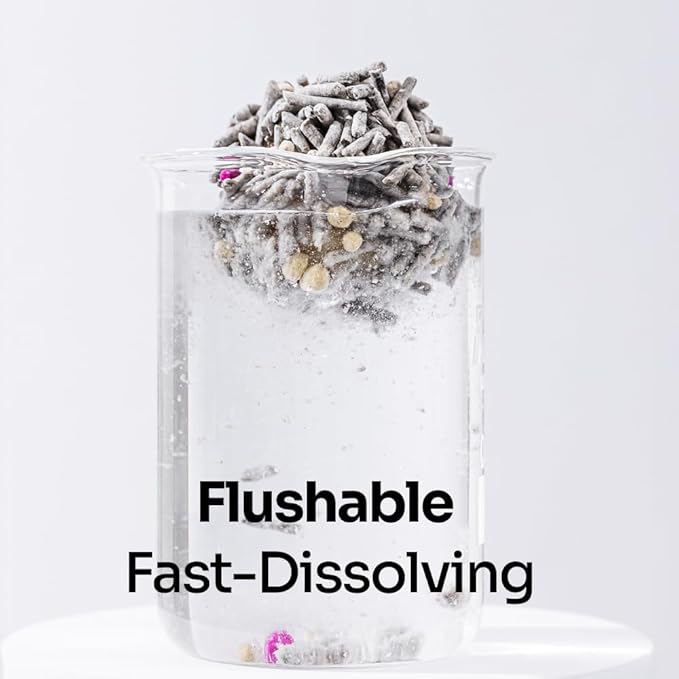 5 in 1 Mixed Cat Litter – Clumping, Flushable, Ultra Absorbent & Fast Drying | 100% Natural, Dust-Free, Low Tracking | with Activated Carbon for Superior Odor Control (4 Bags)