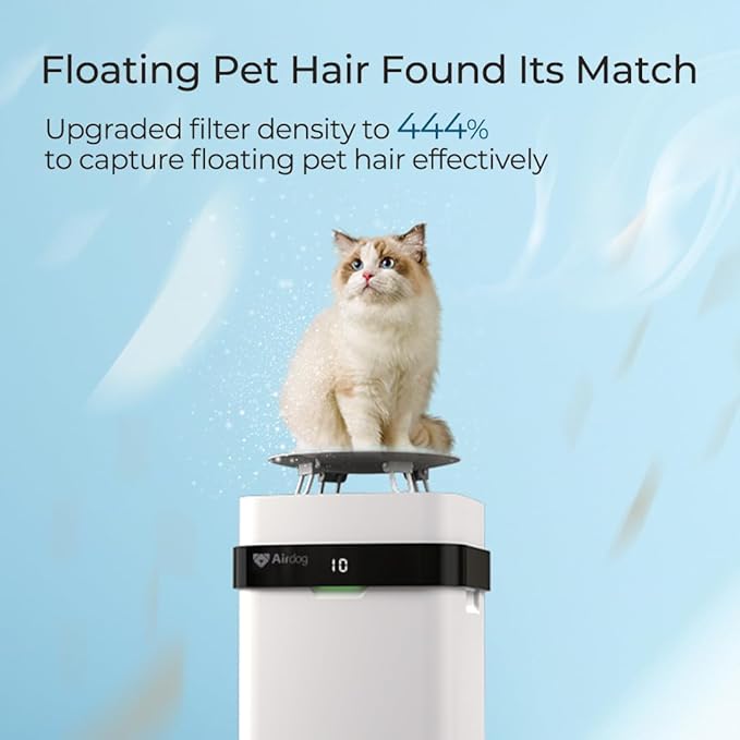 Airdog X5 Pet Air Purifier – TPA Technology Up to 20X More Effective than HEPA, Ideal for Rooms Up to 1614 sqft - Washable Filter and Whisper Quiet