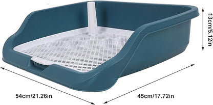 Fabater Dog Potty Toilet Training Tray, Portable Multifunctional Mesh Puppy Training Toilet Pad Holder with Bafflel for Small Dogs Puppies (Peacock Blue)