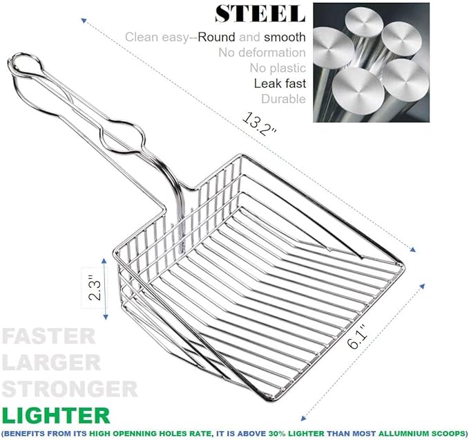 All Metal Litter Scoop, Solid Metal Sifter, Cat Litter Scoop Metal Jumbo, Cat Urine Scoop, Litter Scooper with Holder, Litter Scooper Holder, Jumbo Cat Litter Scoop Sifter Scooper Holder