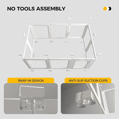 30.3“H 2PCS Extension Kit - Door+Panel, T-Buckles for Compartment, Expandable Clear Dog Play Pen Acrylic Dog Playpen Indoor,for Puppy Cat Bunny Small & Medium Dogs (White, 30.3" H, 2PCS)