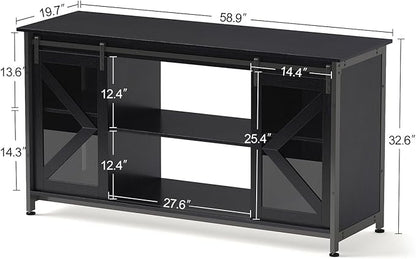 55-75 Gallon Aquarium Stand Heavy Duty Steel Frame, Fish Tank Cabinet with Accessories Storage for Reptile Terrarium & Turtle Tank - 1000lbs Capacity (Black)