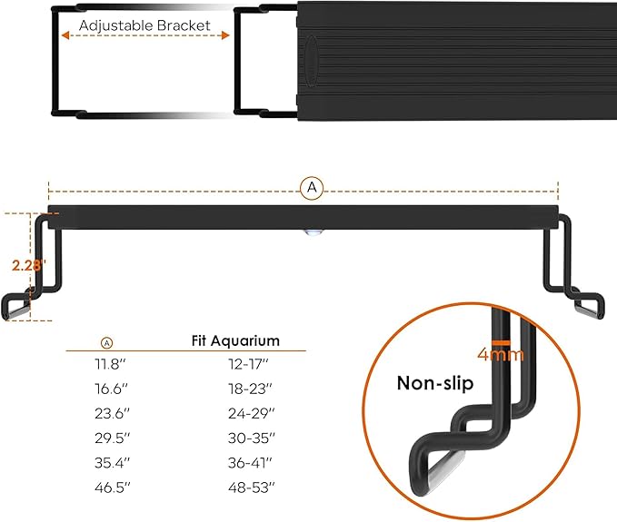 GLOWRIUM LED Aquarium Light with Remote, Full Spectrum Fish Tank Light with Auto Timer, IP67 Waterproof Freshwater Planted Tank Light, Dimmable RGB+W+Moon LEDs with High Performance (9W 12-17in)