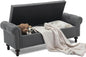 58.1'' Storage Bench Upholstered Linen End of Bedroom Bed Bench Ottoman with Tufted Cushioned Rolled Arm Large Storage Space for Reading Living Room Entryway, Grey