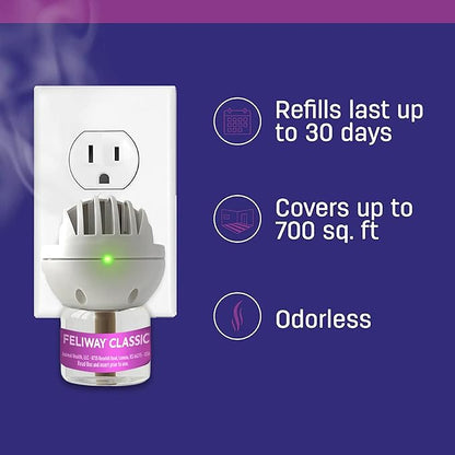 FELIWAY Classic Cat Calming Pheromone Diffuser: 1 Diffuser Kit & 6 Refills