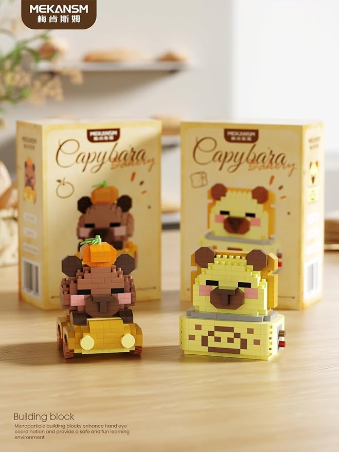 Gold Medal Baking Cute Capybara Baking Bread Series Mini Building Toy Kawaii Animals Set Micro Adorable Pet Buildings Small Bricks Gifts Toys