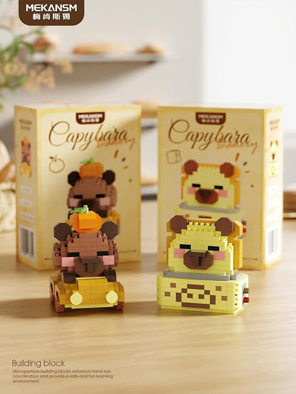 Gold Medal Baking Cute Capybara Baking Bread Series Mini Building Toy Kawaii Animals Set Micro Adorable Pet Buildings Small Bricks Gifts Toys
