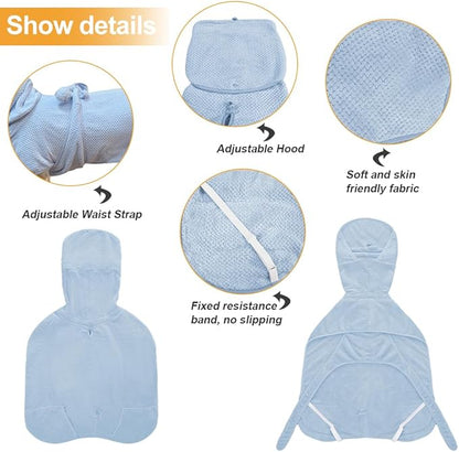 Giant Dog Bath Bubble, Quick Drying Super Absorbent Used for After Bathing, Warm Dog Towels, Adjustable Hoodies and Belts for Pet Dogs Bath Clothes Products (Blue Jacquard, 6XL)