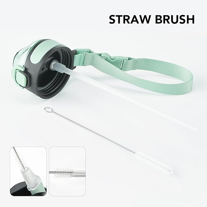 Enerbone 24 oz Insulated Water Bottle, Stainless Steel Bottle with Carrying Strap, Double-Wall Vacuum Insulation Design, Leakproof Sports Bottle with Straw, Keep Drinks Cold or Hot for Hours