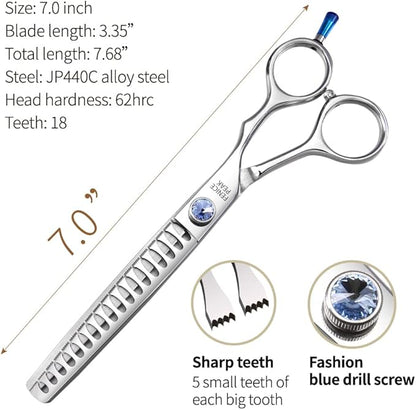 Fenice Professional 7/7.5/8 Pet Grooming Scissors Thinning Cutting Shears for Dog s/Cats Thinning Rate:70-80% (7.0 inch)