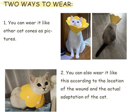 Adjustable Recovery Collar - Cute Flower Neck Cones After Surgery, Set of 2 E Collars for Kitten and Cats S Size (2 pcs)