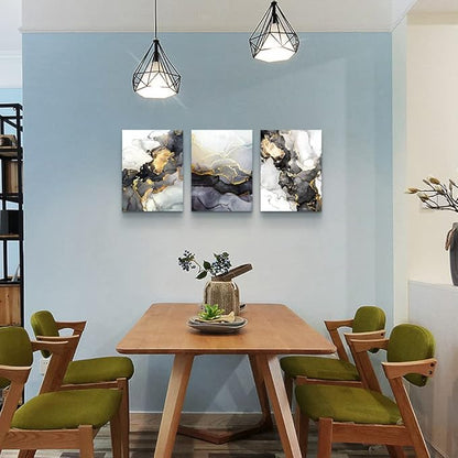 AHUASJART Abstract Canvas Wall Art For Living Room Boho Decor Bedroom Fashion Decors Office Ink Paintings 3 Pcs Framed Pictures Artwork Bathroom Home 16x24''