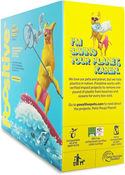 100% Certified Home Compostable Dog Poop Bags - ASTM D6400 & AS 5810 Compliant Dog Waste Bags, 240 bags, 16 rolls, unscented