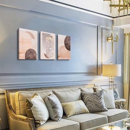 AHUASJART Boho Wall Decor Living Room Canvas Wall Art For Office Family Wall Decorations For Bedroom Modern Abstract Geometry Paintings Canvas Pictures Artwork Inspirational Home Decor 3 Pieces Set