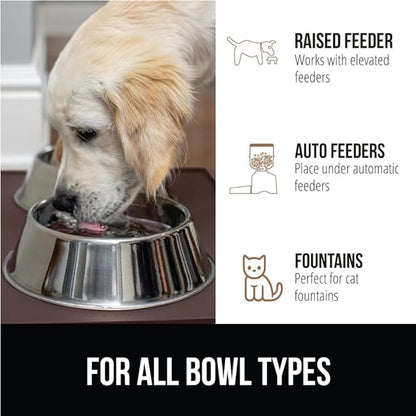 GORILLA GRIP 100% Waterproof Raised Edge BPA Free Silicone Pet Feeding Mat, Dog Cat Food Mats Contain Spills Protects Floors, Placemats for Cats and Dogs Water Bowl, Pets Accessories 16x10, Brown
