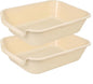 2 Pack of Extra Large Cat Litter Box (ABS Material), Low Entry Senior Litter Pen for Geriatric Kitty Big Cats, Jumbo Pet Safe Litter Boxes Tray for Pets Potty (Beach Sand, 20" L x 15.5" W)