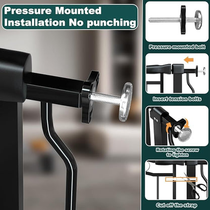 62.5"-71.6" Extra Wide Baby Gate for Doorways No Drill, Pressure Mounted Dog Gate Indoor, Walk Thru Pet Gate for Cat Dog Child,Pet Gates for The House Doorway Black