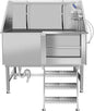 50" Pet Dog Bathing Station W/Stairs, Professional Stainless Steel Dog Grooming Tub W/Soap Box, Faucet,Rich Accessory, Dog Bathtub for Large,Medium,Small Pets, Washing Sink for Home (50" Right ramp)