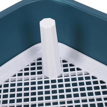 Fabater Dog Potty Toilet Training Tray, Portable Multifunctional Mesh Puppy Training Toilet Pad Holder with Bafflel for Small Dogs Puppies (Peacock Blue)