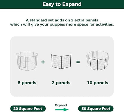 FXW Rollick Unleashed Dog Playpen for Indoor, Yard, RV Camping, 45 inch 2 Panels for Large Dogs, Black│Patented