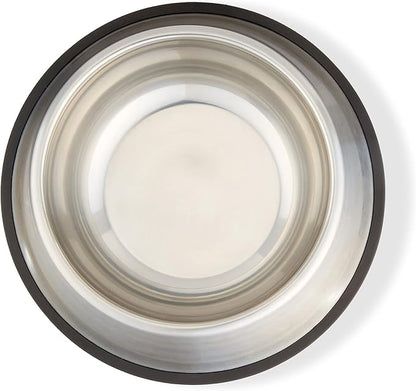 Amazon Basics Stainless Steel Non-Skid Pet Dog Water And Food Bowl, 2-Pack (10 x 2.8 Inches), Each Holds Up to 4 Cups