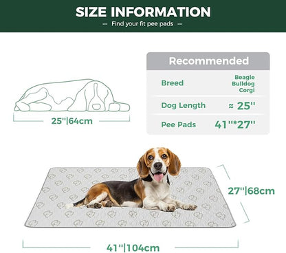 FXW Washable Pee Pads for Dogs, Puppy Pads with Super Absorbent, Specifically Designed for 42inch Cages, Rectangle, 41" x 27", 2 Packs