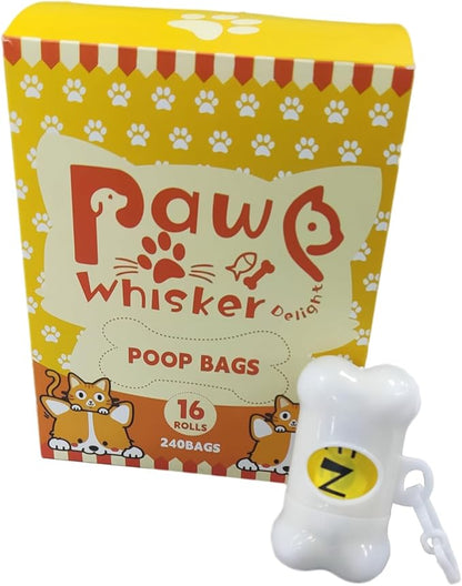 Dog Poop Bag, Biodegradable, Waste Bags with Dispensers, Guaranteed Leak Proof and Extra Thick, Certified Home Compostable, Plant-Based Dog Waste Bags, Eco-Friendly, 240 counts 16 rolls (Yellow, 16)