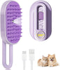 3-in-1 Cat Steam Brush, Rechargeable Cat Brush with Steam, Spritz Defur Comb for Dogs, Spritz Defur Comb for Cats (Purple)