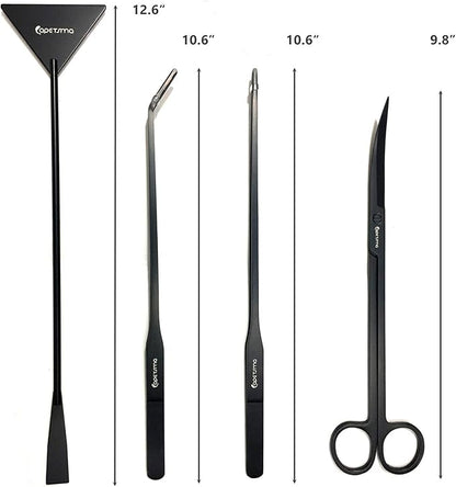 Aquarium Tweezers, Capetsma Stainless Steel Aquarium Plant Tools Long Aquascaping Tools Scissors Spatula Aquatic Plants Tool Set for Freshwater and Saltwater