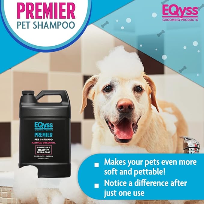 EQyss Premier Pet Shampoo - Cleanses & Moisturizes Coat, Adds Volume, Intensifies Colors, Residue-free Finish - for all Dogs, Cats, Puppies (128 oz)